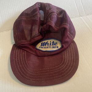 RARE WHITE FREIGHTLINER Mesh Snapback Patch Hat Cap Trucker Hipster Vintage